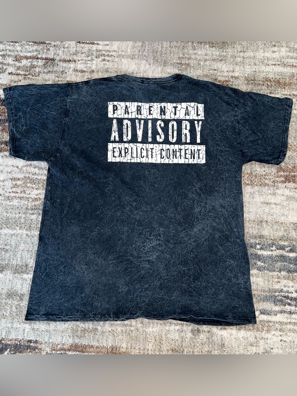 NEW Parental Advisory Stone Wash big logo Tee Shirt